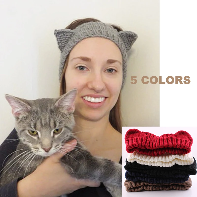 Cute Cat Ears Wool Wide Hair Band Knitted Fashion Headband Hair