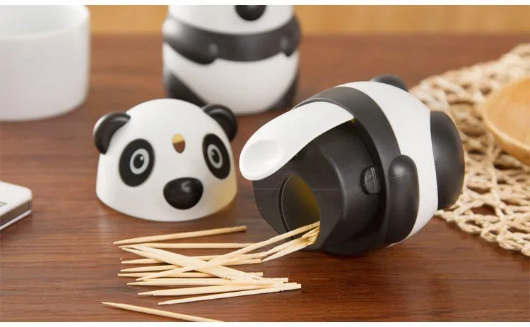 Cute Cartoon Panda Toothpick Holder Automatic Tooth Pick Box Lovely Toothpicks Bottle Kitchen Decoration