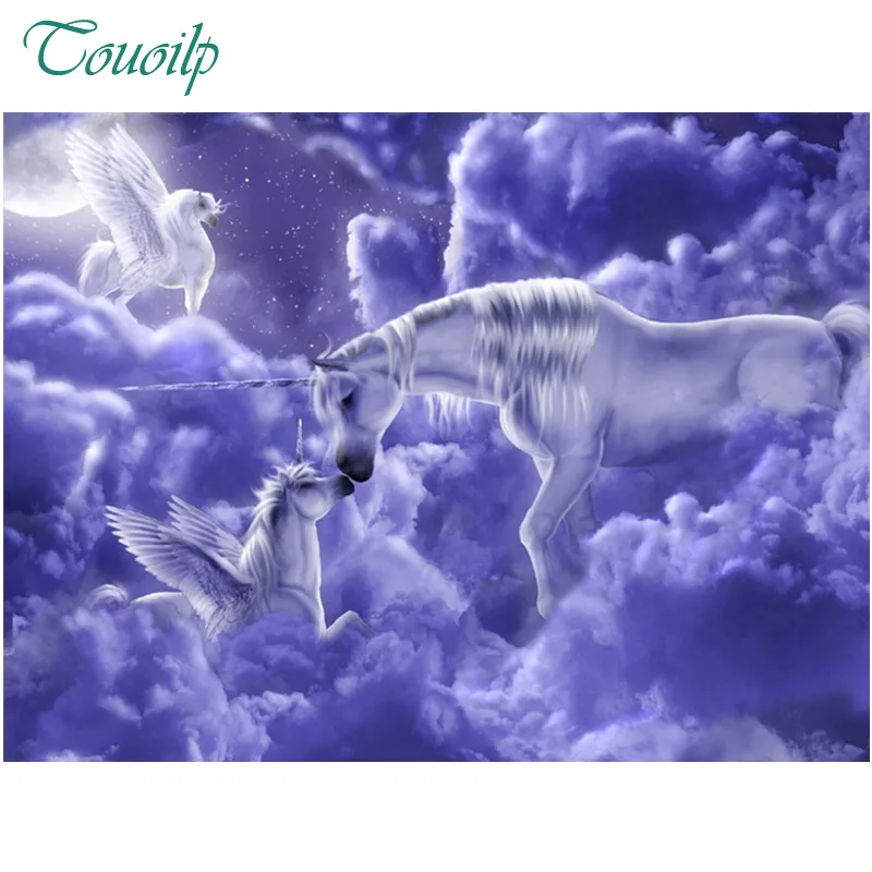 Touoilp full Square / Round DIY 5D Diamond Painting Cross Stitch Embroidery Purple unicorn animal Rhinestone Mosaic | Дом и сад