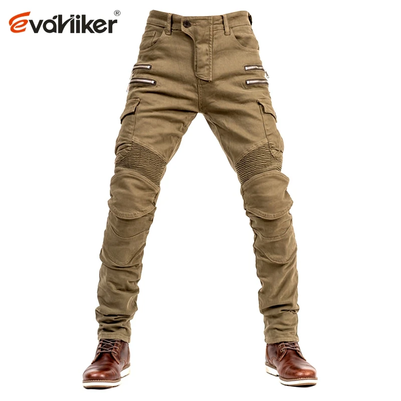 New Khaki Black Blue Motorcycle Pants Men Moto Jeans Zipper Protective Gear Motorbike Trousers Motocross Pants Moto Pant