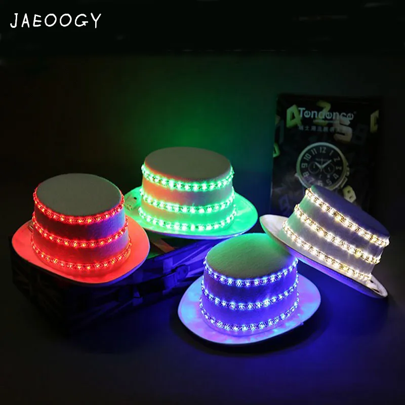 

2019 New Free shipping High quality flash hat cap stage LED Jazz light magic cap flashing light night dance costume props