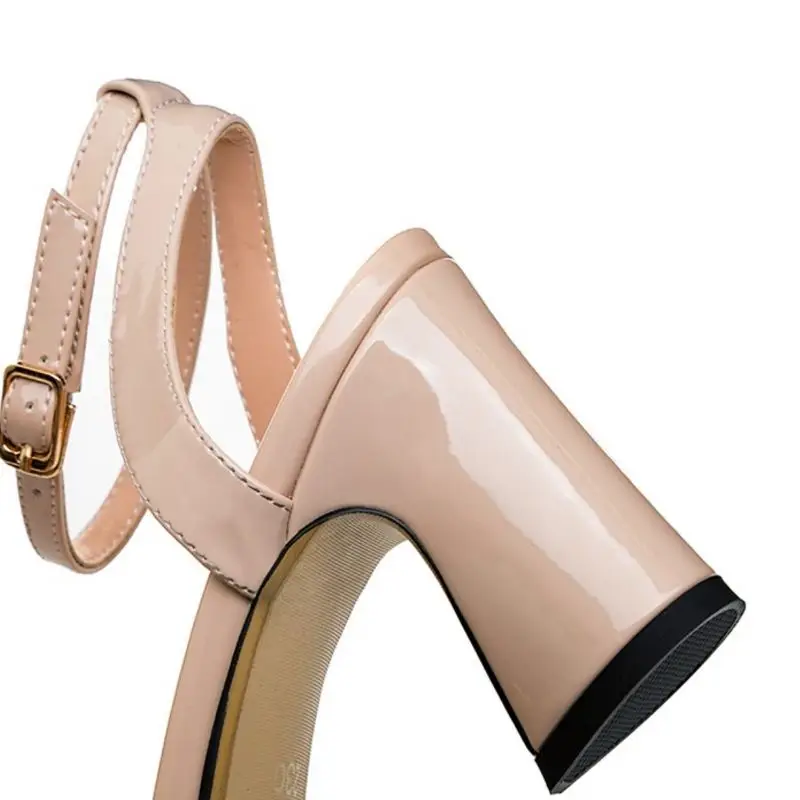Tobillo De 39 Negro Mujer Punta Calzado Zapatos Bling Del Sandalias Vestido Tamaño Real 34 Dedo Correa Mujeres Tacón Misakinsa Cuero rosado Adornado Pie Alto 1q0EBFFx