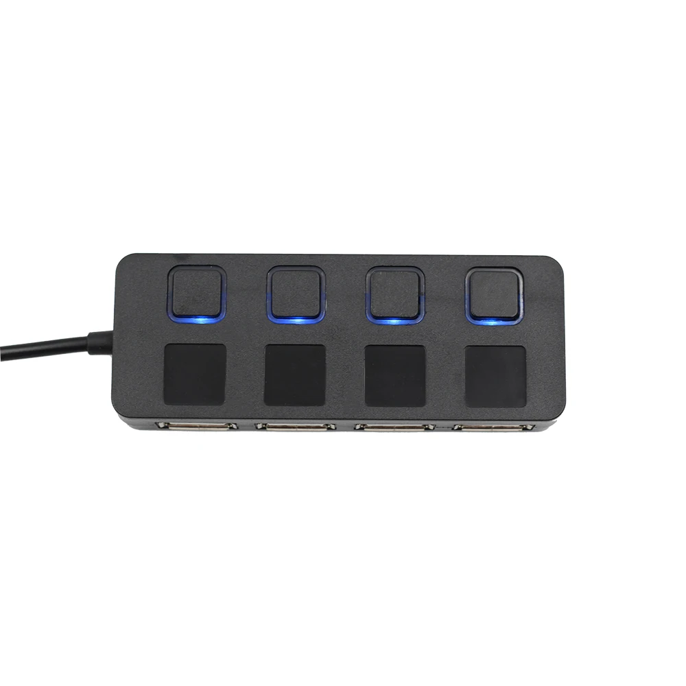 USB 2.0 HUB 4 Port USB HUB Splitter With Separate ON/OFF Switch Cable without power adapter LED 4 Ports For Laptop Desktop PC - Цвет: Черный