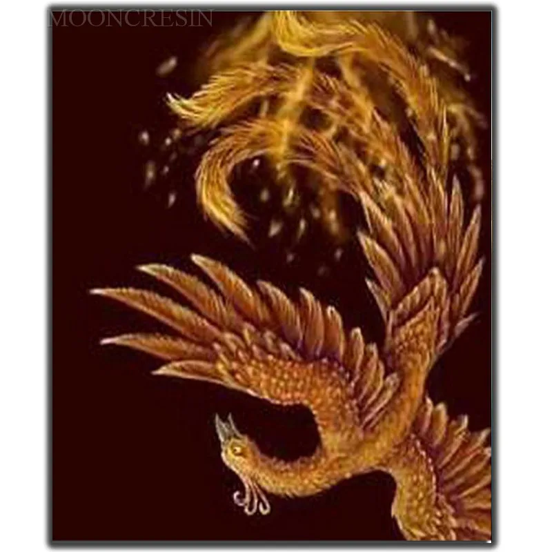 

5D Diy Diamond Painting Cross Stitch Circling Flying Phoenix Needlework 3D Diamond Embroidery Full Round Mosaic Decoration Resin