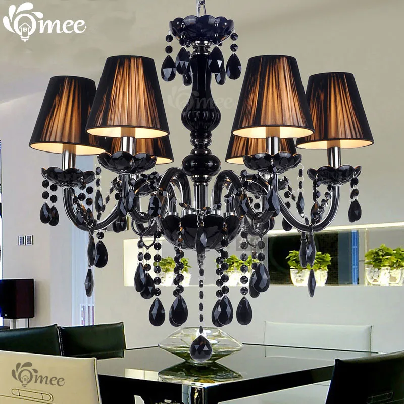 

Modern Black Crystal Chandelier Lamp Dining Room Lustres Cristal Lights Living Lobby Lighting Foyer Bedroom Fixtures Chandeliers