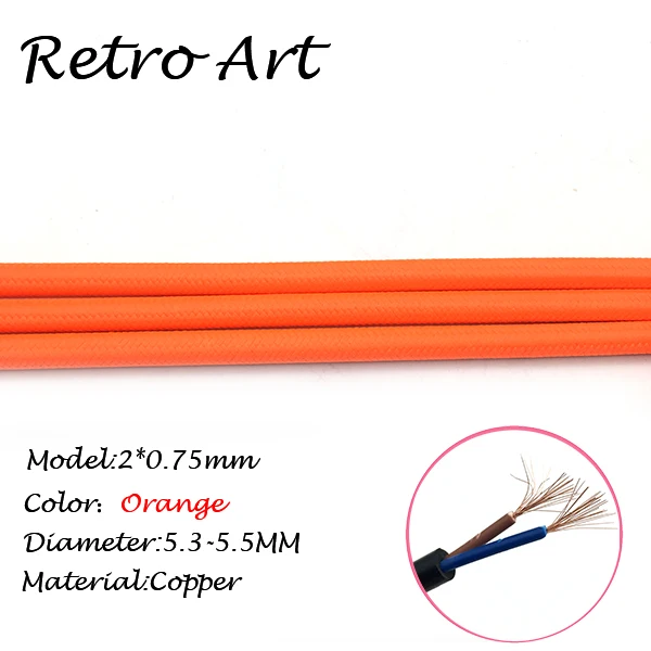 Оранжевый Эдисона лампочка кабель плетеный освещение Flex Античная текстильная Лампа Шнур светильник из ткани кабель - Цвет: Orange
