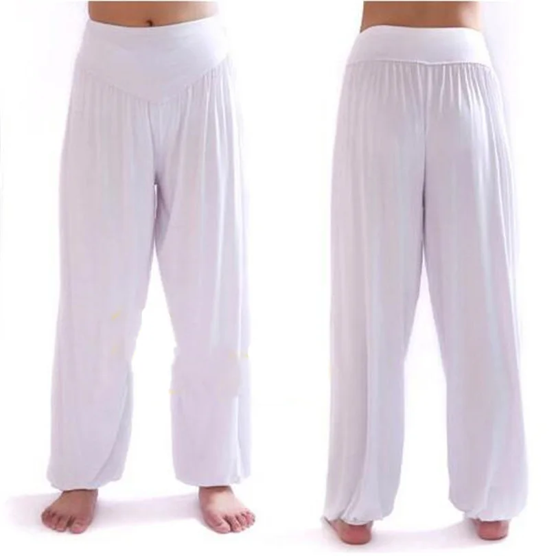 

DICHSKI Women Ladies Solid Harem Yoga Sport Pant Belly Elastic Waist Dance Club Wide Leg Pants Loose Long Trousers Stretch XXXL