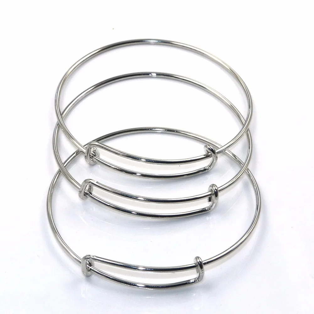 

50PCS Wholesale High Quality 316L Stainless Steel 1.6mm Expandable Wire Bangle Adjustable Charm Bracelet DIY Bangle