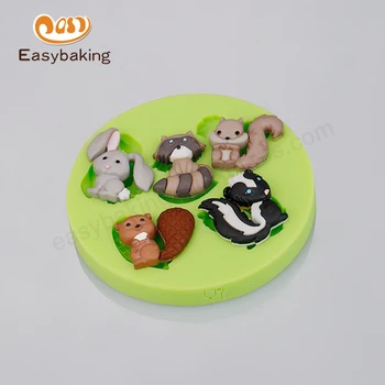

Rabbit Tanuki Squirrel Jungle Animal Themed Silicone Molds Clay Chocolate Candy Silicone Mould for Fondant
