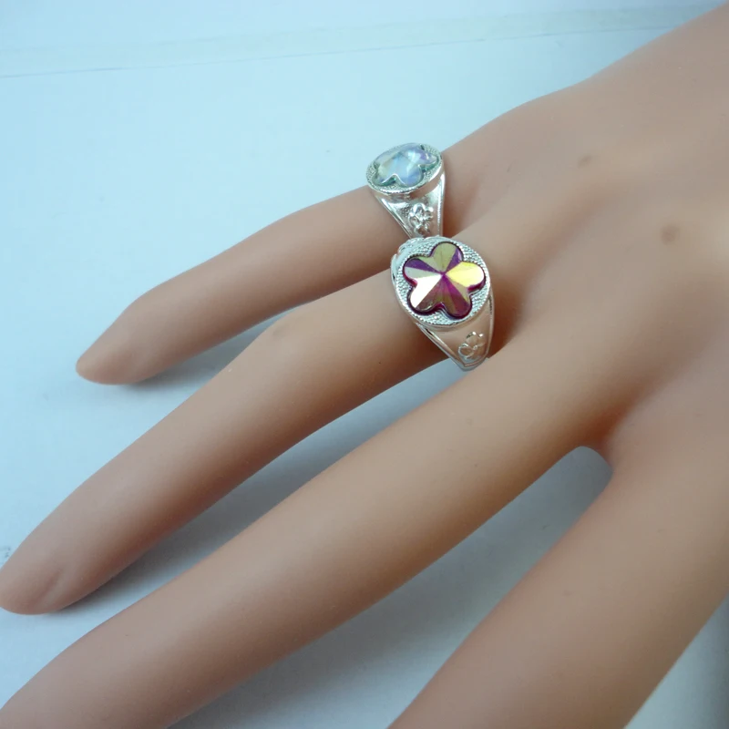 30Pcs Mix Color Silver Plated Crystal Ring For Children Boys Girls Wholesale Jewelry Rings Bulks Lots Hot Sale LR345