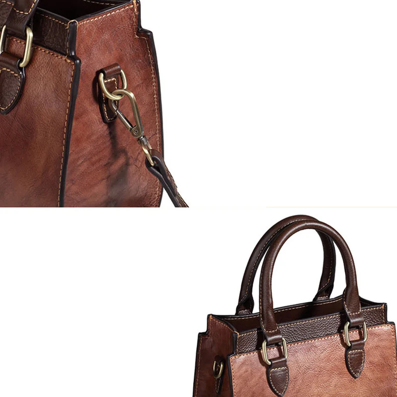 AETOO Vintage head-to-head leather handbag, sloping leather women's bag, casual women's bag
