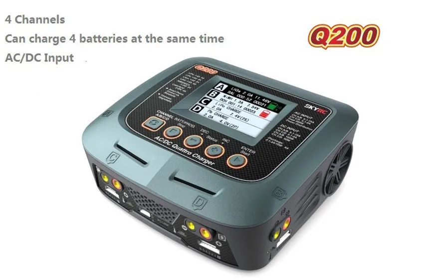 

SkyRC Q200 4 channel AC/DC intelligent Charger Discharger For Lipo/LiHV/Lithium-iron/Lithium Ion/NiMH/NiCD/Lead-acid battery