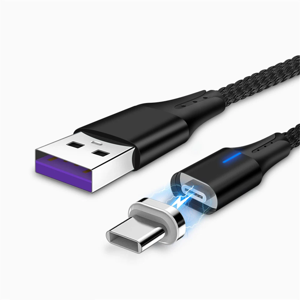 

1PC 5A Magnetic Charging Wire LED Indicator USB Fast Phone Charger Type-C Data Cables for Android Iphone Smartphone Accessories