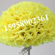 SPR 40 см* 4 шт. Роза целовать мяч Искусственный шелк цветок Свадебные украшения желтый цвет