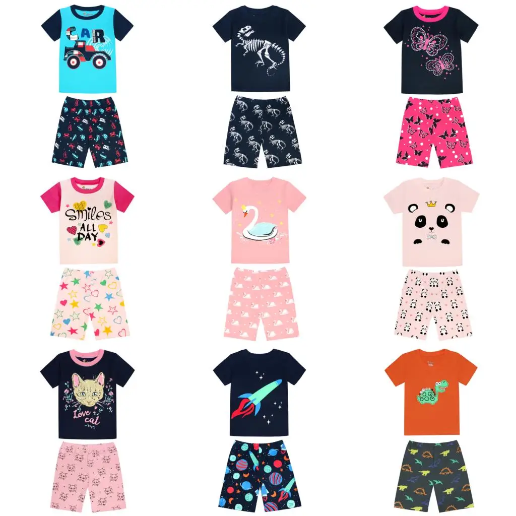 Girls Pajamas Sets Unicorn Cat Pjs Flutter Sleeve Sleep Shirt Clothes for Kids