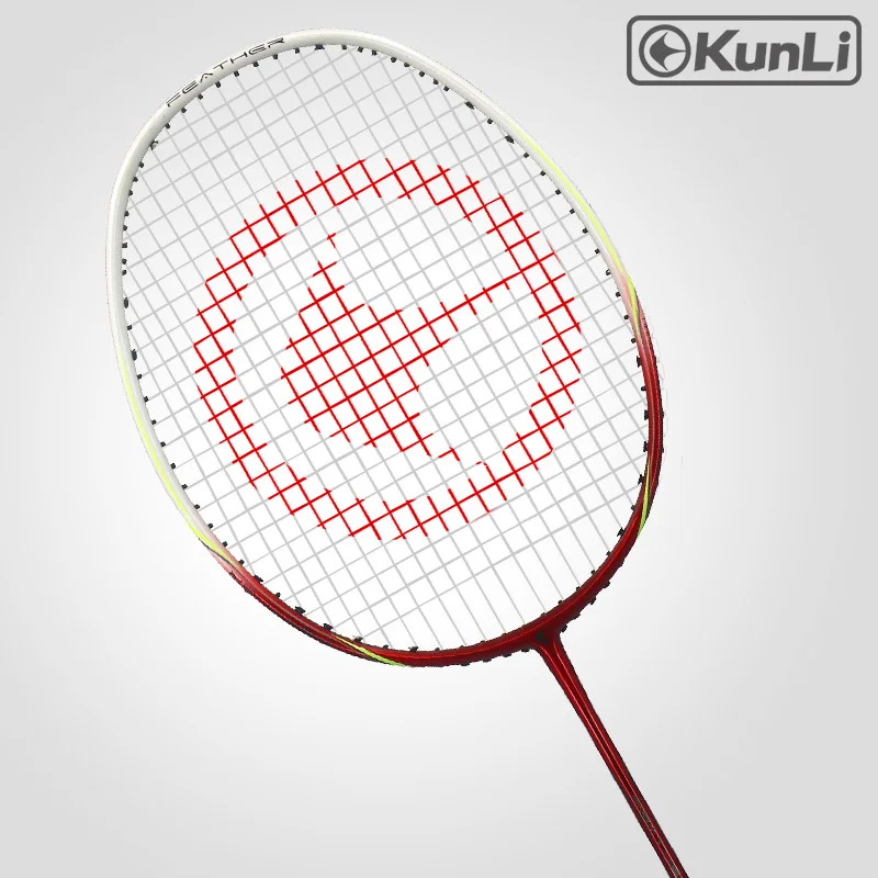 

original KUNLI official badminton racket 4U FEATHER K300 red Ultra light attack full carbon professional for attacking player