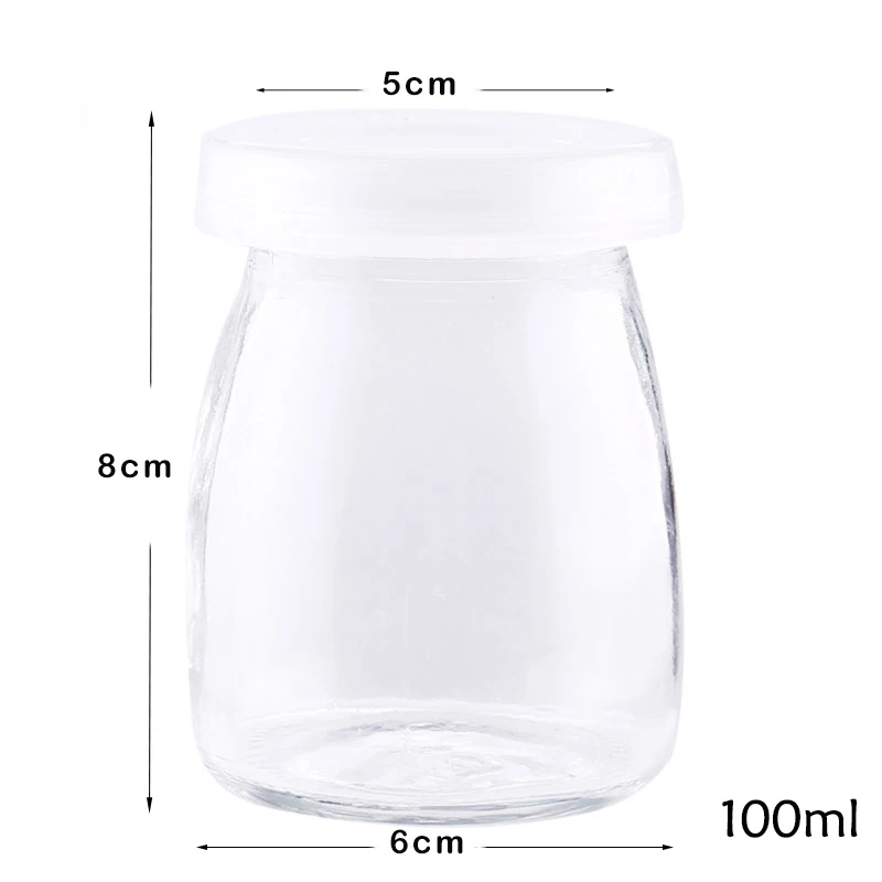 1PC 100ml Candy Jam Jar Glass Jars And Llids Milk Yoghourt Jelly Mousse Dessert Bottle Pudding Cup