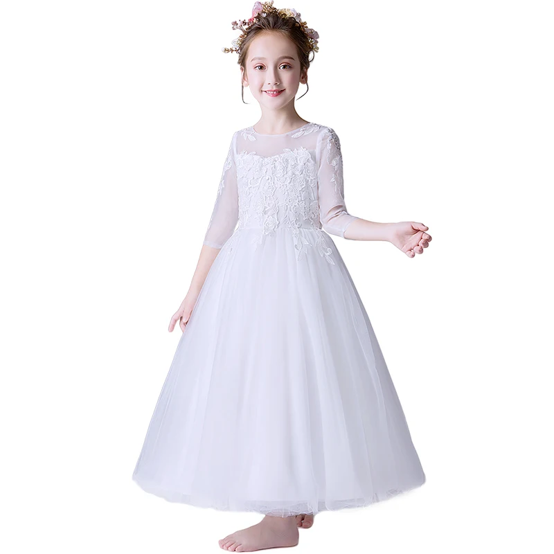 

White Dress for Kids Girls Long Dresses Wedding Party Dress Long for Girl Princess Children Pageant First Communion Dress Gown