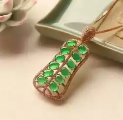Натуральный зеленый халцедон кулон S925 серебро Природный камень кулон Цепочки и ожерелья модные длинные вентилятор Женщины Нарядная, для