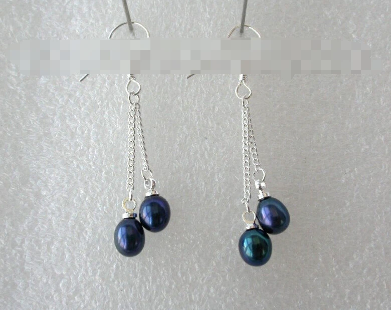 

1318 stunning black drip freshwater cultured pearl dangle earrings