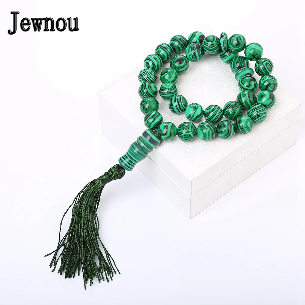 

Jewnou Malachite Muslim Rosary Natural Stone Gemstone Beaded Religion Fine Jewelry Tesbih 33 Semi Precious Tassel Accessories