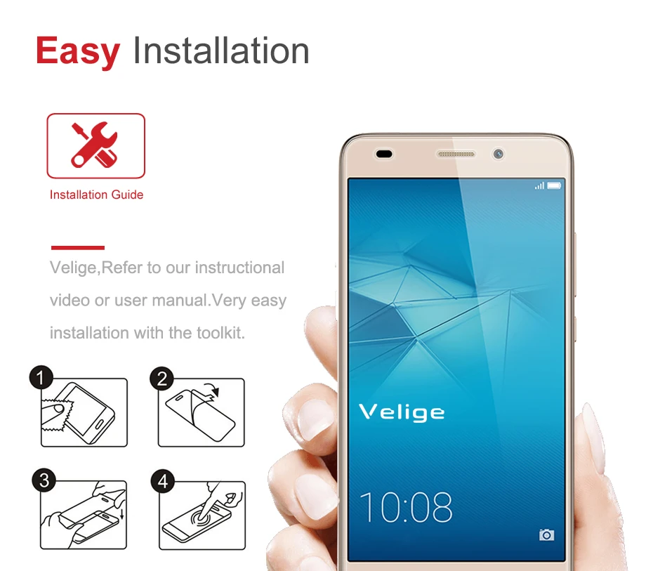 2 Pack Velige Tempered Glass Screen Protector For Huawei Honor 5C 5 C Honor5C 2.5D 9H Protective Glass Film (2)