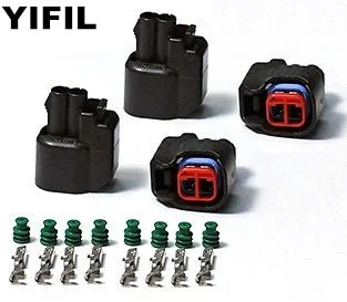 

10/20/50/100pcs/lot 2 Pin/Way EV6 EV14 Fuel Injector Connector Plugs USCAR Clips FOR DODGE FORD 5.0L CHEVY 5.7L LS2 LS3