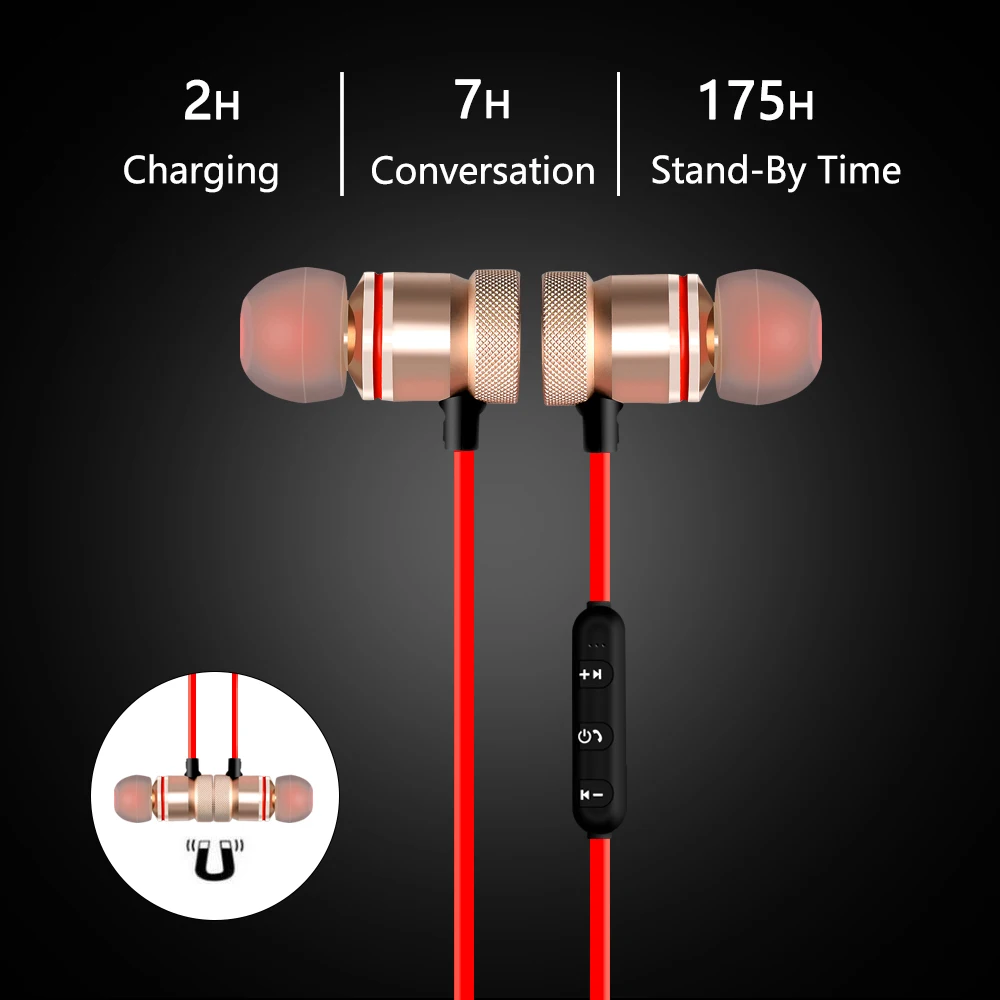 ALANGDUO A2 Спортивные Беспроводные Bluetooth Наушники V4.1 стерео гарнитура для бега магнитные наушники с шумоподавлением с микрофоном для Adroid