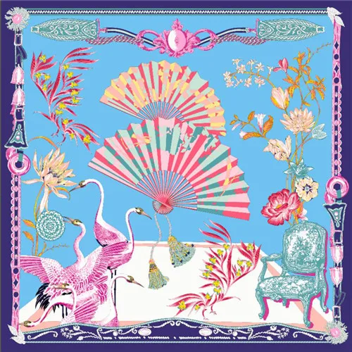 [BAOSHIDI] осень Новое поступление, 16 момме Шелковый атласный шарф, 106*106 квадратные шарфы женские, цветочный узор дизайн Бесконечность шаль - Цвет: 1021180321
