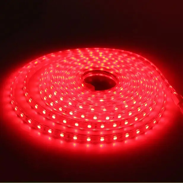 Светодиодная лента Водонепроницаемый SMD5050 led лента strip 220В гибкие светодиодные ленты 60 светодиодов/Метр открытый сад освещения с ЕС разъем - Испускаемый цвет: Red