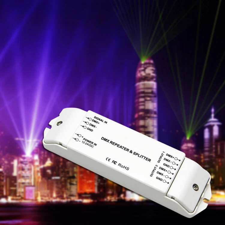 Bc-812 Dmx512 Signal Power Repeater Dmx Power Amplifier 1 To 2 Channel Output Dmx Power Splitter Dmx Led Controller,Dc12V -24V