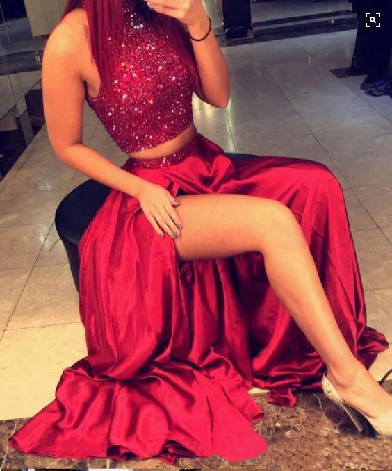 dark-red-long-homecoming-dresses--two-pieces-sparkly-beaded-crop-top-front-split-formal-evening-occasion-cocktail-party-prom-gowns-cheap