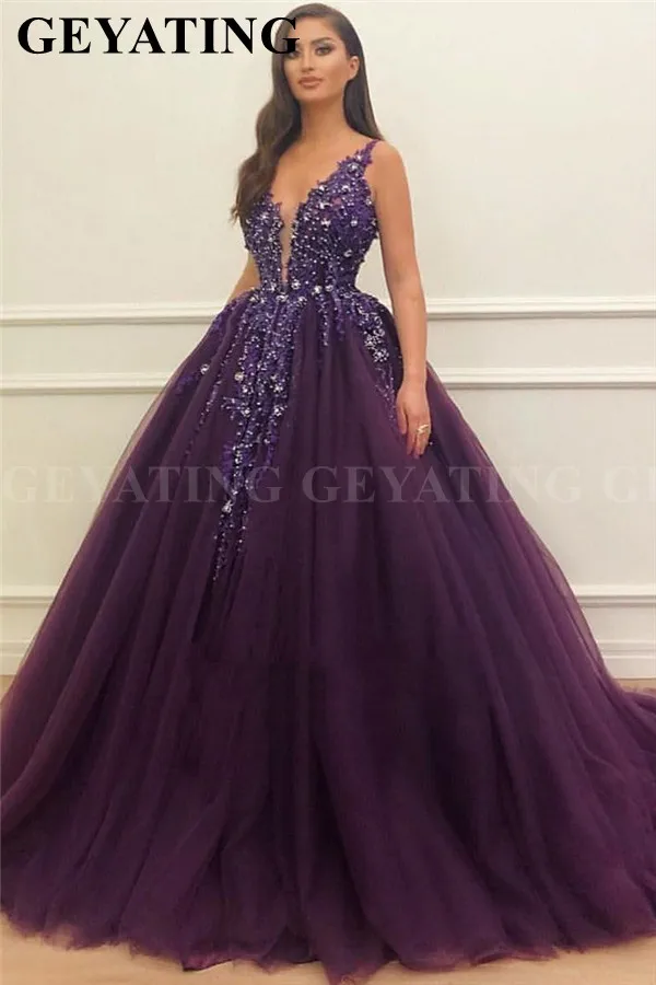 purple ball gown plus size