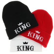 Лидер продаж, новая модная мужская шапка, шапки с вышивкой KING Beanies, шапки для взрослых, зимние теплые черные, белые, красные, Gorro акриловые вязаные головные уборы для мальчиков