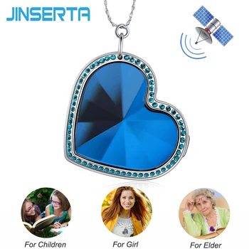 

JINSERTA Fashion Personal Kids GSM GPS Tracker Heart Shape Necklace Real Time Tracking Alarm Device For Girlfriend Mom Elders