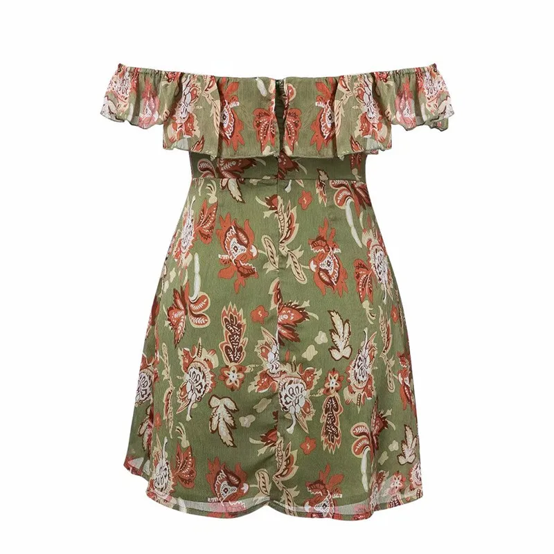 Red Off Shoulder Summer Dress Short Sleeve 2018 Floral Sexy Women Dress V neck Lace Up Elegant Boho Vestidos 1