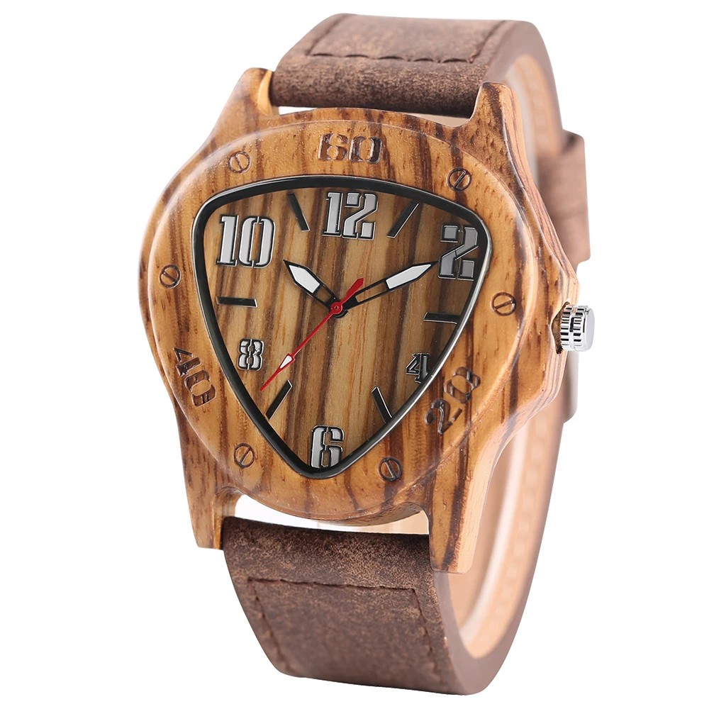 YISUYA Handmade Bamboo Wood Wrist Watch Inverted Triangle Case Sport Men's Watches Nature Wooden Timber Clock Relogio Gift Bag 1 (48)