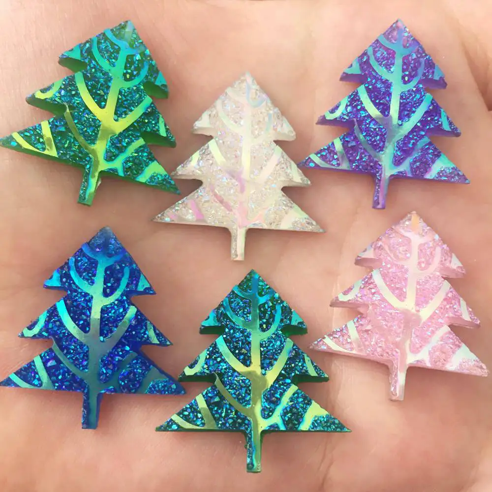 

10Pcs AB Resin Christmas Tree Flatback Rhinestone Wedding Buttons/DIY Gift Card R12