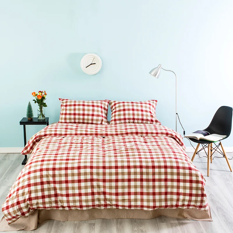 

Everfly Bedding Set Qualified Bedclothes Pastoral Design grid No Fading Duvet Cover Bedclothes Home Decor