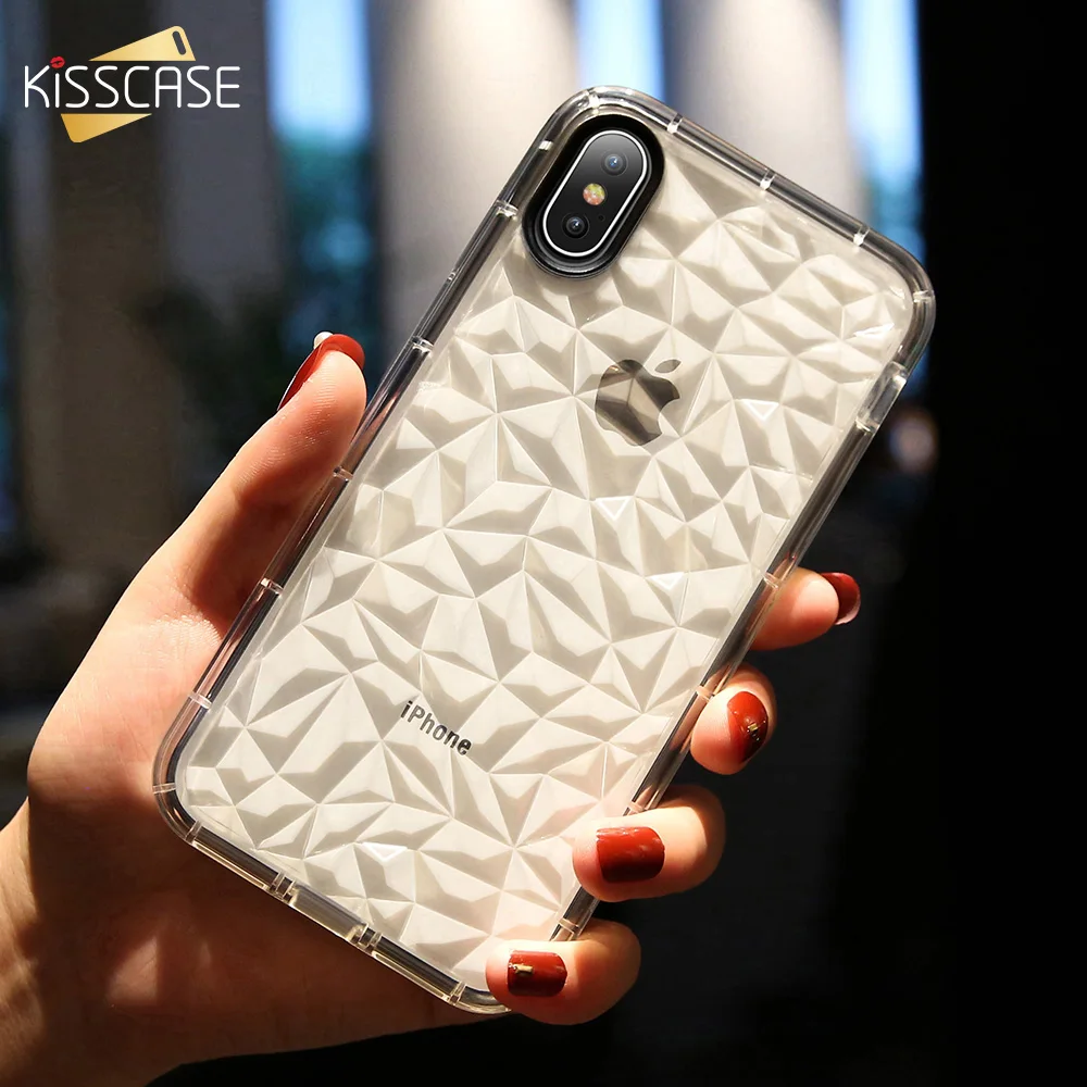 KISSCASE Dynamic Geometric Diamond Case For iPhone X 7 8 Luxury Transparent Soft TPU Phone Plus Cover |