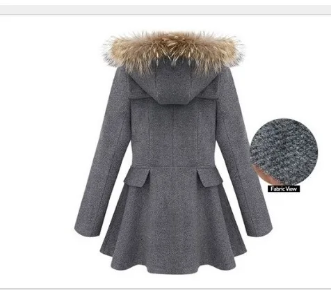 Manteau Laine À Hiver Double Grande Gitl Vestes Mode Col ardoisé Fourrure 2017 Étudiants Bleu Boutonnage Capuche Femmes De Automne En Taille xwfnvA01qY