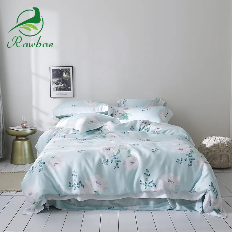 

ROWBOE bedding set luxury 60S Tencel quality bed linen pillowcase and duvet cover modern double-sided plant pattern queen king
