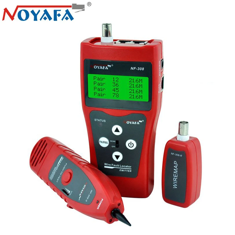 Noyafa Red NF-308 LAN Network Cable Tester Locator for Cat5e Cat6e RJ45 Coacial USB BNC RJ11 Telephone Wire Tracker Tracer NF308 cable tester tracer