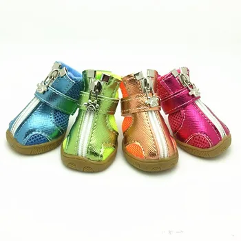 

New Pet Fashion Series Dog Shoes Booties Silicone Soles Breathable Mesh Dog Boots 5 sizes 5 colors