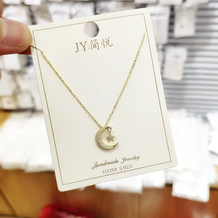 high quality moon star alloy necklace woman Hypoallergenic fadeless fashion jewelry Clavicle chain pendant charms women girl