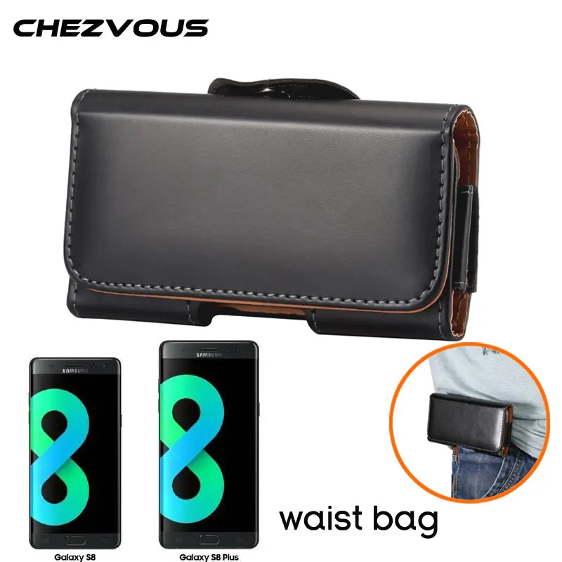 

CHEZVOUS Fashion Men Belt Clip Case Pouch for Samsung S8 S9 s8 plus Cover PU Leather Simple Design Hidden buckle Luxury Holster
