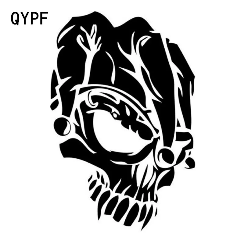 

QYPF 11.9CM*17.9CM Interesting Skull Unique Vinyl Graphic Car Sticker Black/Silver Decoration S9-2077