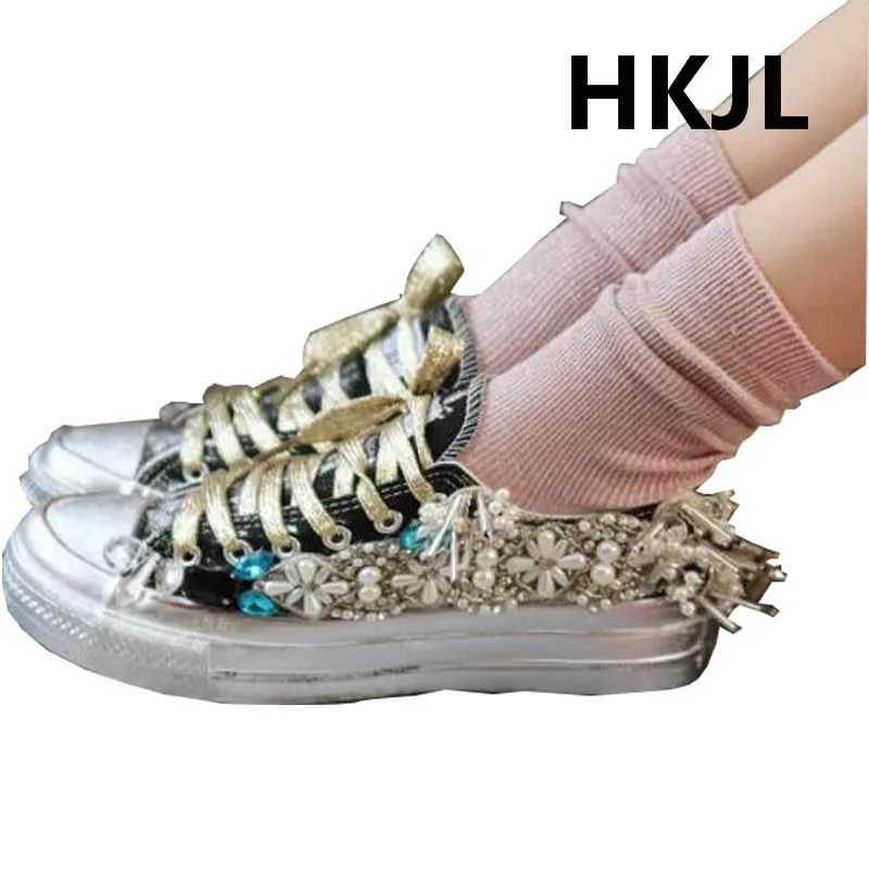 Женская парусиновая обувь HKJL винтажная со шнуровкой спортивная для активного