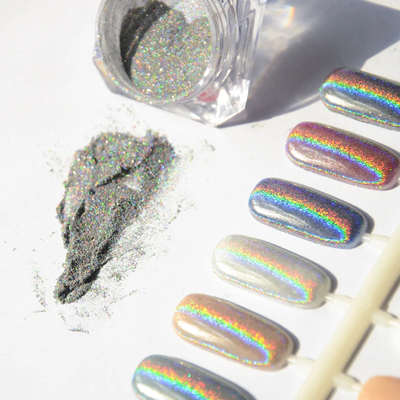 1g Box Shiny Laser Nail Powder Holographic Glitter Dust Rainbow 1g Box Shiny Laser Nail Powder Holographic Glitter Dust Rainbow Chrome Pigment Manicure Pigments Art Decorations In From Beauty