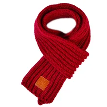 Модный милый детский однотонный шарф для маленьких мальчиков и девочек, осенне-зимние теплые вязаные шарфы, шерстяной однотонный плотный шарф